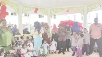  ??  ?? Some of the pupils and teachers, along with other invitees under the gazebo during the commission­ing