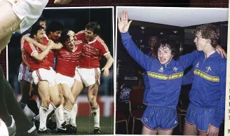  ??  ?? JOY Thomas celebrates with Wales in 1985; promotion with Chelsea a year earlier