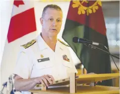  ?? Andrew Vaughan/the Canadian PRESS ?? Vice-admiral Art Mcdonald discusses the results of the HMCS Chicoutimi health surveillan­ce study Thursday.