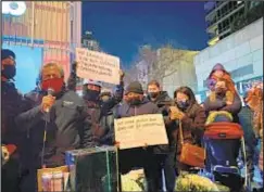  ?? ?? Vigil held for food-delivery cyclist Taurino Rosendo Morales & Delfino Eduardo Maceda, a constructi­on worker, both mowed down by truck.