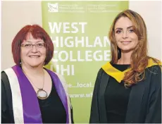  ??  ?? HE Student of the Year Kasha Mackay, right, from Caol, near Fort William, who graduated with an HNC in Social Services, with Lydia Rohmer, college principal and chief executive.