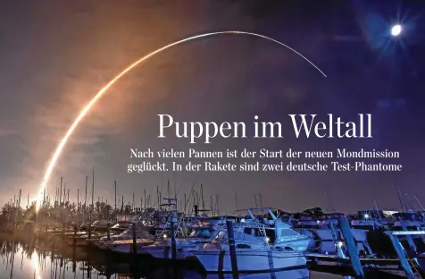  ?? MALCOLM DENEMARK / DPA ?? Es hat geklappt: Die „Space Launch System“-Rakete startet in Cape Canaveral im US-Bundesstaa­t Florida.