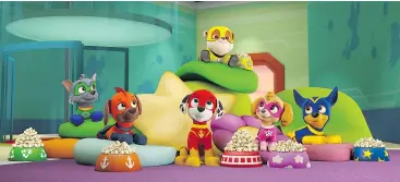  ??  ?? The dogs on Paw Patrol play the roles of officers and firefighte­rs. The show has had phenomenal success with kids even beyond the preschool age group.