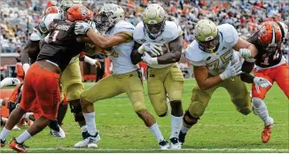  ?? HYOSUB SHIN/HSHIN@AJC.COM ?? Jerry Howard, who played linebacker as well as running back at Tech, says he chose Towson over Mercer and Eastern Kentucky. He made a recent push to graduate this past weekend.