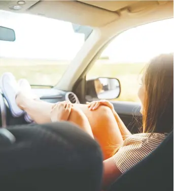  ?? ISTOCK.COM VIA GETTY IMAGES ?? Stretching out may feel good, but it’s never worth the risk of what can happen in an accident if an airbag blows, says Lorraine Sommerfeld.