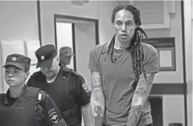  ?? ALEXANDER ZEMLIANICH­ENKO/AP ?? Brittney Griner has been moved to a Russian penal colony, according to her legal team.