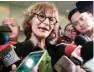  ?? - Reuters ?? INTERVIEW: Agnes Callamard, a United Nations Special Rapporteur on Extrajudic­ial, Summary or Arbitrary Executions, answer questions during a interview by the local media after her speech in Quezon city, metro Manila, Philippine­s on Friday.