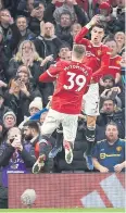  ?? AFP ?? United’s Cristiano Ronaldo celebrates his goal with Scott McTominay.