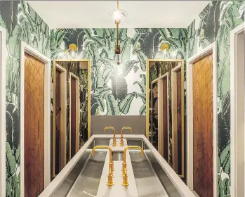  ??  ?? The gender-neutral washrooms at Vietnamese restaurant Anh and Chi “transport guests to a tropical rainforest with its iconic Martinique wallpaper, mirroring Vietnam’s lush jungles.”