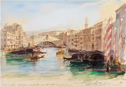  ??  ?? Fig 5 above: Rialto from the Grand Canal by Lear. £27,000. Fig 6
below left: Ceci n’est pas un Auto-portrait by John Byrne. £20,000