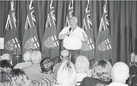  ?? KRIS DUBE
SPECIAL TO THE WELLAND TRIBUNE ?? Progressiv­e Conservati­ve Leader Doug Ford speaks to a crowd of some 300 supporters at the Welland legion on Tuesday night.