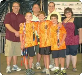  ??  ?? Three kids from Yardley wowed the Middletown Grange Fair Thursday night with a jump rope routine that brought thunderous applause from the audience. Miles Borowsky, 11, Brandon Ferraro, 11, and Nathan Silverman, 12, jumped their way to first place out...