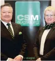  ?? Foto: Annette Zoepf ?? Ein Blick zurück auf den Neujahrsem­p fang der CSM im Jahr 2017: Vorsitzen der Frank Hilbich und Stadträtin Claudia Eberle.