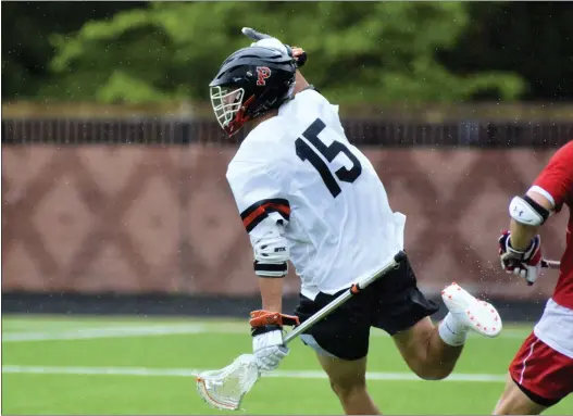  ?? KYLE FRANKO — TRENTONIAN FILE PHOTO ?? Princeton’s Sam English (15) had three goals in the quarterfin­al win over Yale.