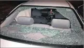  ??  ?? Cars were badly damaged by men throwing rocks at vehicles on the R102 on Sunday night.