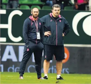  ?? Photo M. O. - B. G. ?? Julien Dupuy et Olivier Azam ne savent pas de quoi leur avenir sera fait alors que la situation sportive du Stade français est toute aussi indécise.