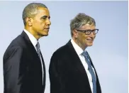  ?? IAN LANGSDON/ASSOCIATED PRESS ?? President Barack Obama and Microsoft co-founder Bill Gates leave a meeting in Le Bourget, near Paris, on Monday.