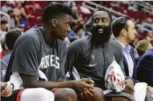  ?? Bob Levey / Getty Images ?? James Harden, right, is excited about the trip to Tokyo because “it’s an opportunit­y to embrace my Japanese fans.”