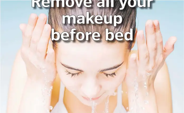  ?? Picture: TOPBEAUTYM­AGAZINES.COM ?? While it may be tempting to drift off to sleep with a face full of foundation, blush, and mascara, completely removing your makeup before going to bed is essential for your skin’s health.