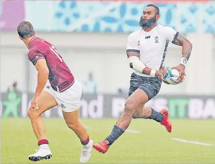  ?? Picture: JOVESA NAISUA ?? Flying Fijians centre Semi Radradra on attack against Georgia during their RWC pool match at the Hanazono Rugby Stadium in Osaka, Japan.