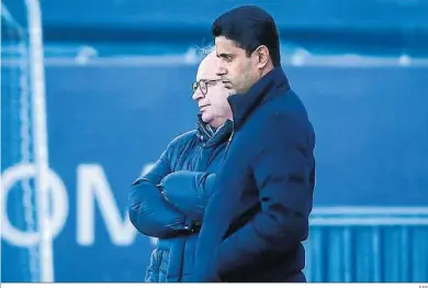  ?? EFE ?? Al-Khelaifi y Luis Campos, responsabl­es del PSG.