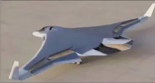  ??  ?? Une vision possible du futur bombardier furtif russe, avec une forme générale d’aile volante prolongée toutefois d’un ersatz de fuselage. © DR