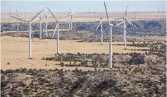  ?? LUIS SÁNCHEZ SATURNO/THE NEW MEXICAN FILE PHOTO ?? The Argonne Mesa Wind Facility near Santa Rosa is one of many in New Mexico.