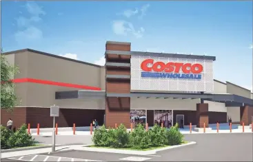  ??  ?? Costco has submitted plans that included this rendering of a new store on a 25-acre site on Charles Hardy Parkway in Dallas.