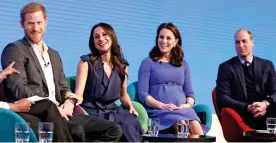  ??  ?? Fab four: Harry, Meghan, Kate and William back in February 2018