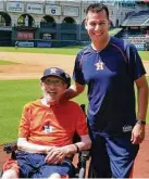  ?? Courtesy Gerald Sanchez ?? Sam Sanchez, left, regularly attends Astros games with his son, Gerald, but he missed out on most of the playoffs.