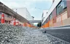  ??  ?? Cycle lane . . . Work continues on a cycle lane in Cumberland St yesterday, near Hanover St and Dunedin Hospital.