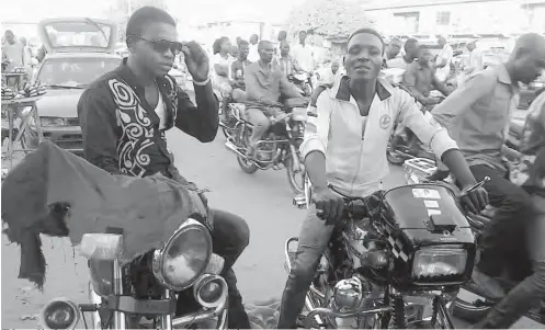  ??  ?? Some Okada riders at the entrance of Sokoto Central Market