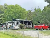  ?? STAFF PHOTO BY ELLEN GERST ?? Six people were killed and the home set afire on Pine Street in Sequatchie, Tenn., on Thursday night. The scene was photograph­ed Friday.