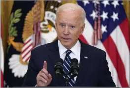  ?? EVAN VUCCI — THE ASSOCIATED PRESS ?? President Joe Biden speaks during a news conference in the East Room of the White House in Washington on Thursday.