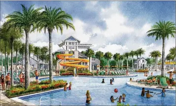  ??  ?? Westlake will feature a lagoon pool with slide tower, separate adult pool, children’s splash pad and poolside concession­s.