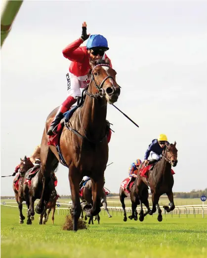  ?? ?? Inspiral and Frankie Dettori win the Virgin Bet Sun Chariot Stakes at Newmarket. Photograph: Steve Davies/racingfoto­s.com/Shuttersto­ck