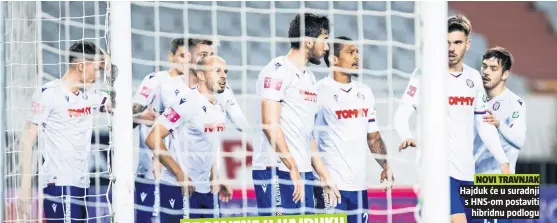  ??  ?? Hajduk će u suradnji s HNS-om postaviti
hibridnu podlogu