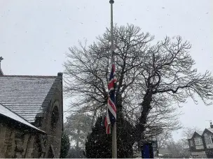  ??  ?? ●●All Saints Church in Cheadle Hulme flying its flag at half mast