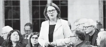  ?? SEAN KILPATRICK THE CANADIAN PRESS ?? Jane Philpott, minister of Indigenous services, stands during question period in the House of Commons on Parliament Hill in Ottawa on Monday.