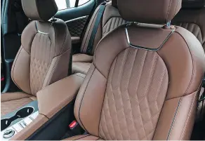  ??  ?? Soft Nappa leather seats come in a variety of colours including tan, black and a variety of purples and greens.