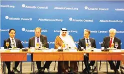  ??  ?? Sheikh Sabah Al-Khaled participat­es in a lecture at the Atlantic Council.