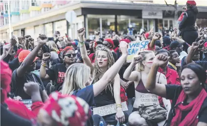  ?? Pictures: Jacques Nelles ?? MAKING A POINT. Some of the 2 000 women during the march to the Union Buildings in Pretoria yesterday. Women gathered throughout the country in protest against gender based violence.