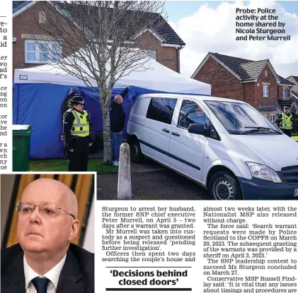  ?? ?? Questioned: Peter Murrell
Probe: Police activity at the home shared by Nicola Sturgeon and Peter Murrell