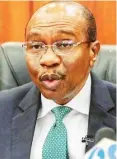  ??  ?? Godwin Emefiele, CBN Governor