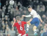  ?? AP PHOTO ?? Tottenham's Giovani Lo Celso heads the ball during the FA Cup third round win against Middlesbro­ugh on Tuesday.