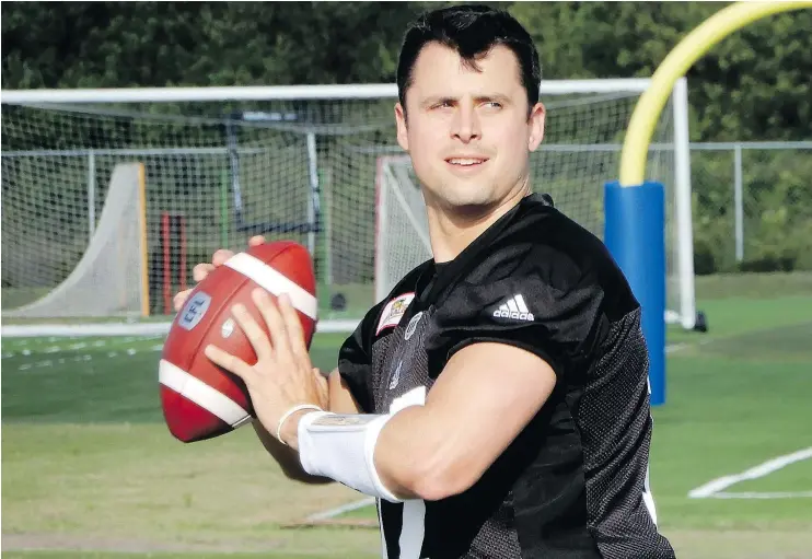  ?? — POSTMEDIA ?? ‘In pro football you have to prove yourself every practice, every rep and every game,’ says QB Zach Collaros, who’s hoping to rebound in Saskatchew­an.