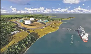  ?? SUBMITTED PHOTO ?? A conceptual drawing of the proposed LNG plant in Bear Head, Richmond County.