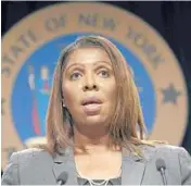  ?? MARY ALTAFFER/AP ?? New York Attorney General Letitia James has sent ceaseand-desist letters to two companies that are selling do-ityourself rape kits to sexual assault survivors.