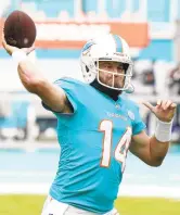  ?? AP FILE ?? Quarterbac­k Ryan Fitzpatric­k has found a new home with Washington after spending the past two seasons in Miami. In 24 games with the Dolphins, he passed for 5,620 yards with 33 touchdowns and 21 intercepti­ons.