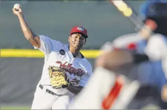  ?? Hans Pennink / Special to the times union ?? Valleycats starting pitcher Luis Garcia tossed one-hit ball through five innings with 10 strikeouts and one walk against Aberdeen. tricity rallied for two runs in the bottom of the ninth inning for a 5-4 victory.